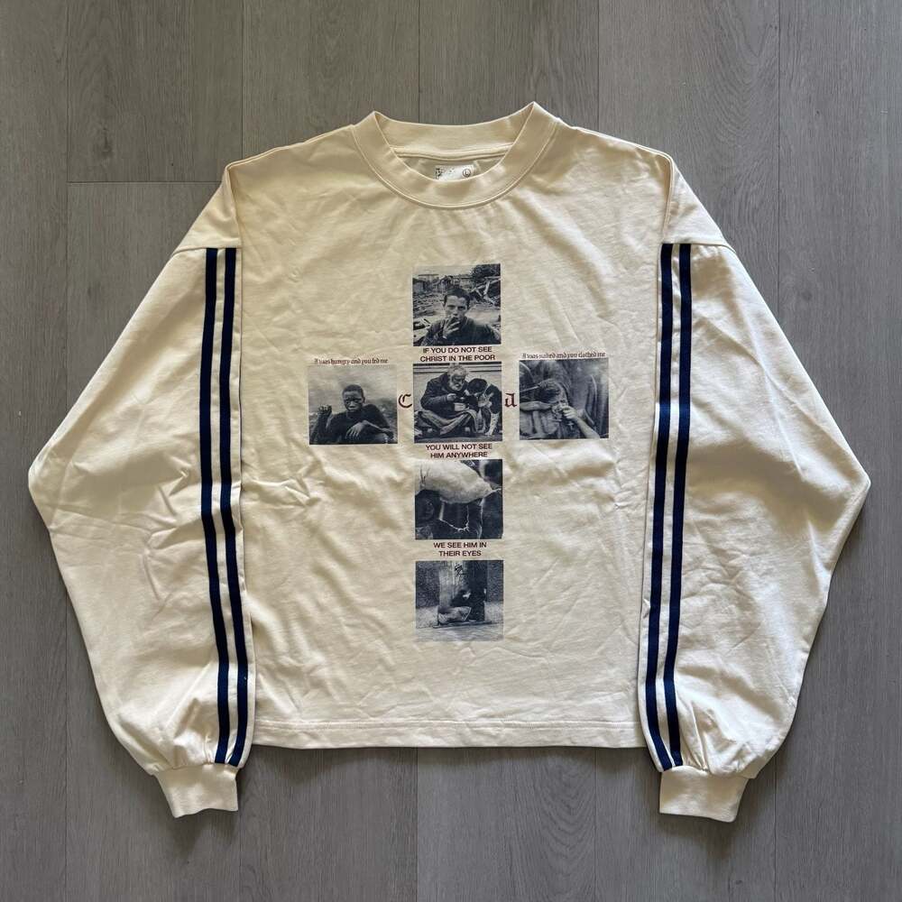 Christos Anesti “Christ In The Poor” Boxy Cropped Long Sleeve Shirt Size Large